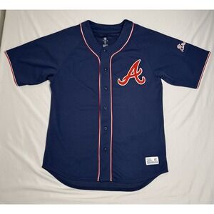 Atlanta Braves Jersey Men L Blue‎ Dynasty MLB Genuine Merchandise Button Up